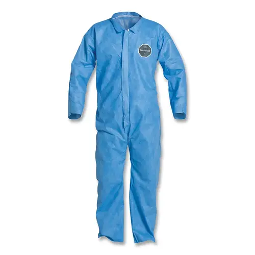 DuPont PB120SB2XL Proshield  10 Coverall, Collar, Open Wrists and Ankles, Zipper Front, Storm Flap, Blue, 2X-Large - pack of 25