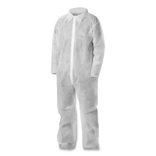 KLEENGUARD 67306 KGA10 Lightweight Coverall, Zip Front, Elastic Wrists, Open Ankle, White, 3X-Large