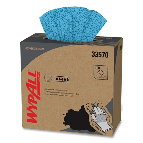 WypAll 33570 WypAll  Kimtech Prep  Kimtex  Wiper, Blue, 8.8 in W x 16.8 in L, 100/Box, 1-Ply