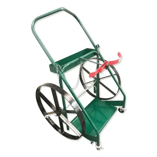 Anthony & Co 2243N1 3N1 Dual Cylinder Cart, Large, 35 in OD W x 47 in H, 24 in Steel BB Wheels, 3 in dia Rubber/Swivel Casters Green