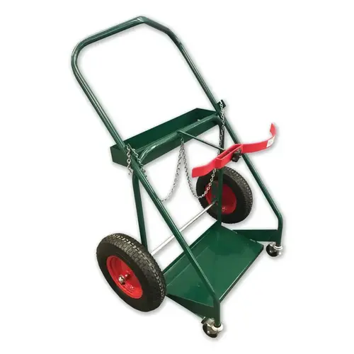 Anthony & Co 2163N1 3N1 Dual Cylinder Cart, Large, 36 in OD W x 47 in H, 16 in Full Pneumatic BB Wheels, 3 in dia Rubber/Swivel Casters Green