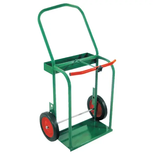 Anthony & Co 4110 High-Rail Frame Dual-Cylinder Cart, 42 in H x 23 in W, 10 in Solid Rubber Wheels Green