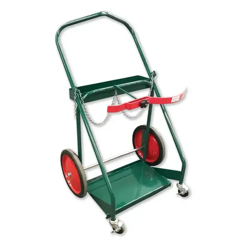 Anthony & Co 2143N1 3N1 Dual Cylinder Cart, Large, 32 in OD W x 47 in H, 14 in Solid Rubber BB Wheels, 3 in dia Rubber/Swivel Casters Green