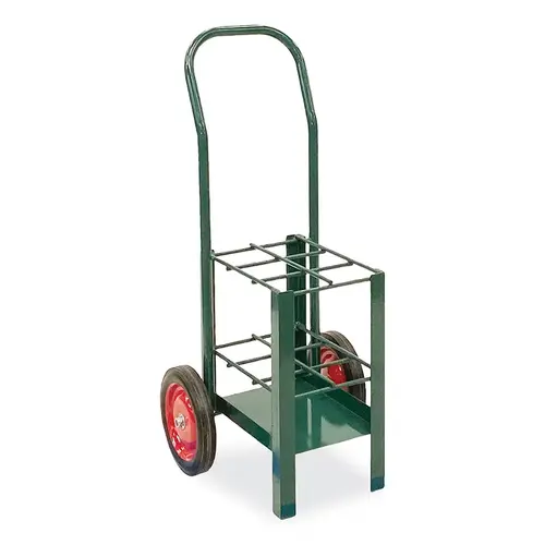 Anthony & Co 6061 Medium-Duty M7, M9, C, D, and E Size Cylinders Transport Cart, Holds 6 Cylinders, 2-10 in Rubber Wheels Green