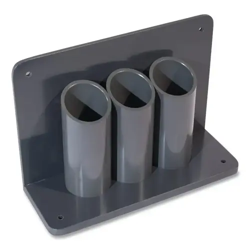 Justrite 35320 Lecture Bottle Gas Cylinder Holder, Bench/Wall Mount, 3 Cylinder Capacity, 2 in dia, PVC