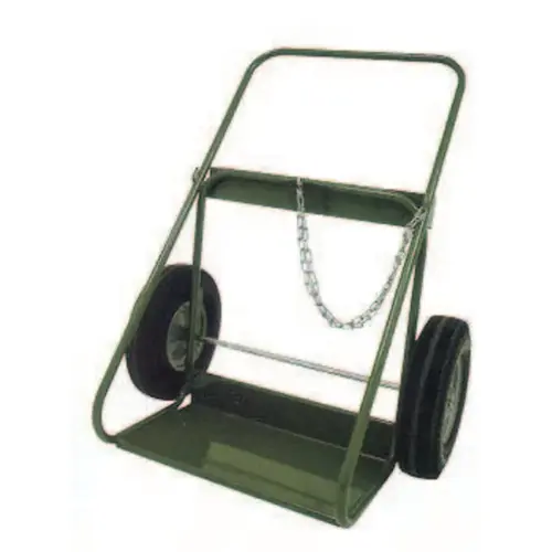 SAFTCART 40216 400 Series Carts, Holds 2 Cylinders, 9.5"-12.5" dia., 16 in Pneumatic Wheels Green