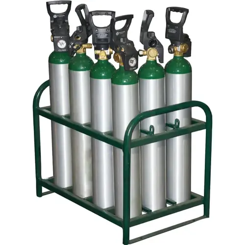 SAFTCART MDE12S Medical Series Stands, Holds 12 D or E Cylinders Green