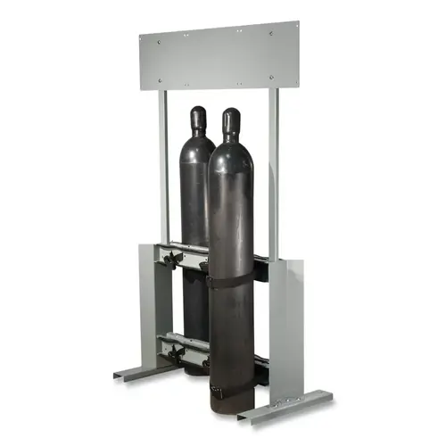 Justrite 35314 Gas Cylinder Process Stand, Back-top-Back, 6 Cylinder Capacity, 4 in to 12 in dia, Steel, Poly Cinch Straps w/ Steel Buckles