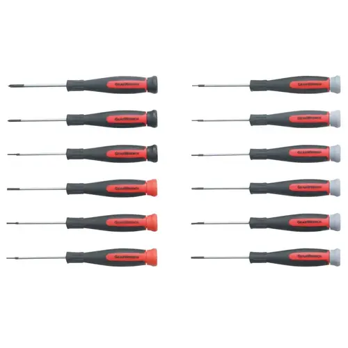 Dual Material Torx  Screwdriver Set, T5 to T10 Size Range, 6-Pc Mini with Tray