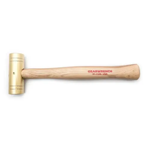 GEARWRENCH 81112G Brass Hammer with Hickory Handle, 2 lb Head, 1.5 in Face
