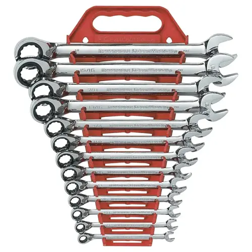 GEARWRENCH 9509N 13 Pc Reversible Combination Ratcheting Wrench Sets, 12 Point, SAE