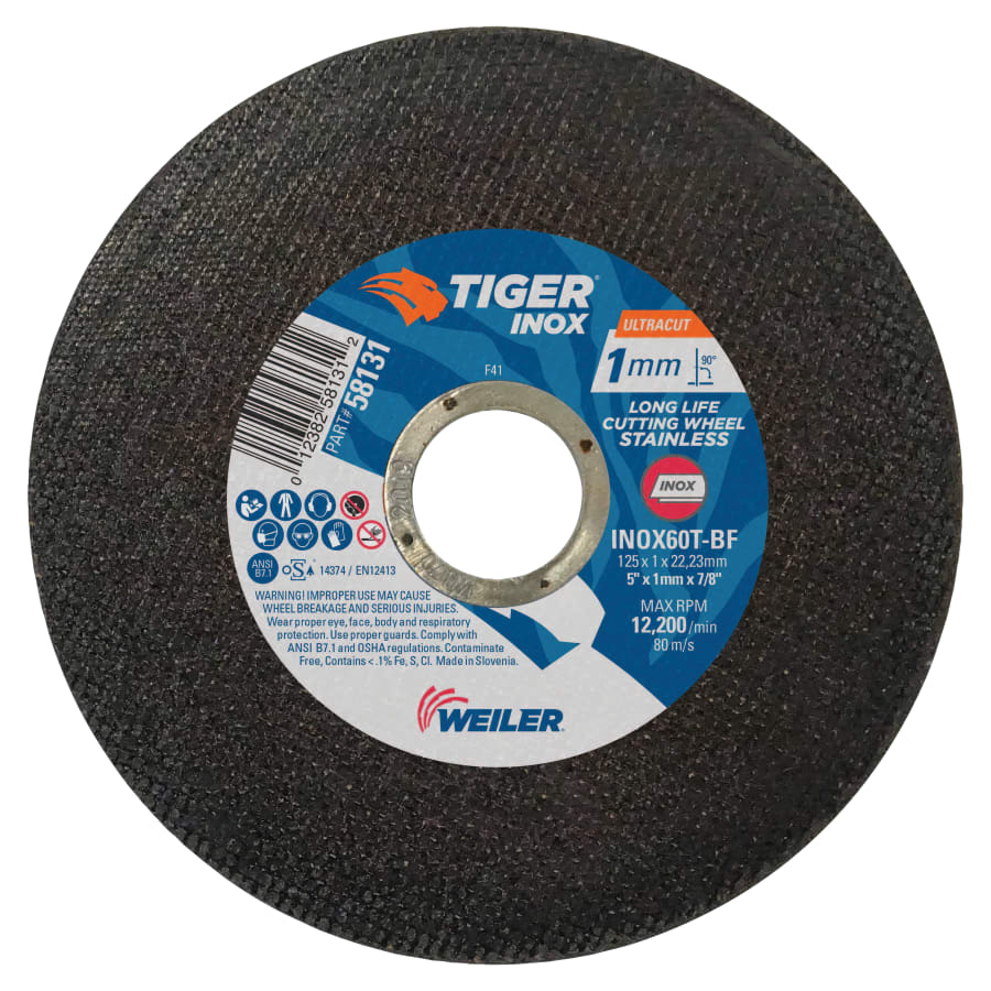 Weiler 58131 Tiger INOX Ultracut Thin Cutting Wheel, 5
