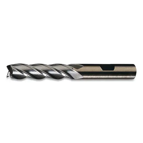 Cleveland C42689 HGC-4C Series HSS-CO 8% Bright Single Center Cutting End Mill, 1/4 in dia, 3/8 in shank size, 5/8 in L of cut, 2-7/16 in L