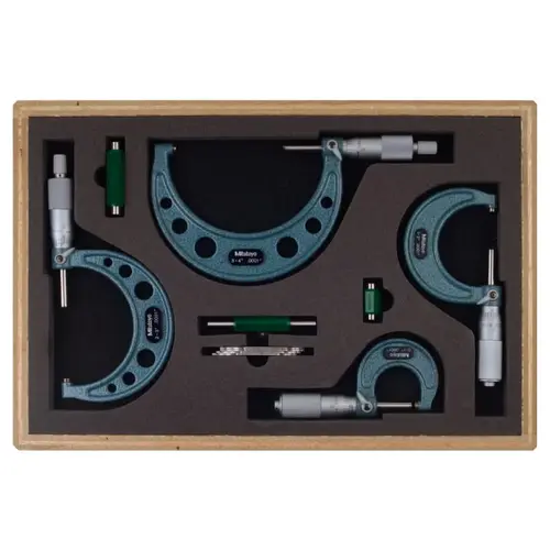 MITUTOYO 103259 Series 103 Mechanical Micrometers, 0 in-1 in, .001 in, Ratchet Stop, Angular Satin Chrome