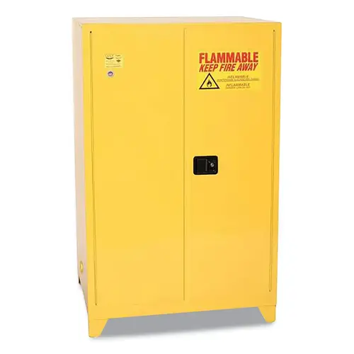 Eagle 1992XLEGS Flammable Liquid Storage Cabinet, Tower  Standard 90, Manual-Close Door, 90 gal Cap, Yellow, Incl Adj 4-in Legs