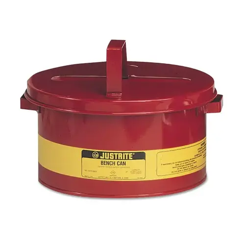 Justrite 10575 Bench Cans, Hazardous Liquid Cleaning Can, 2 gal, Red