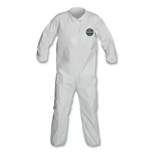 DuPont NB125SWHLG002500 ProShield  50 Collared Coveralls with Elastic Wrists/Ankles, White, Large - pack of 25