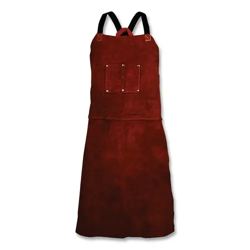 Tillman 3836 Cowhide Bib Apron, 3836, Two Chest Pockets, Cotton Crossed Back Straps, 24 in W x 36 in L, Dark Brown