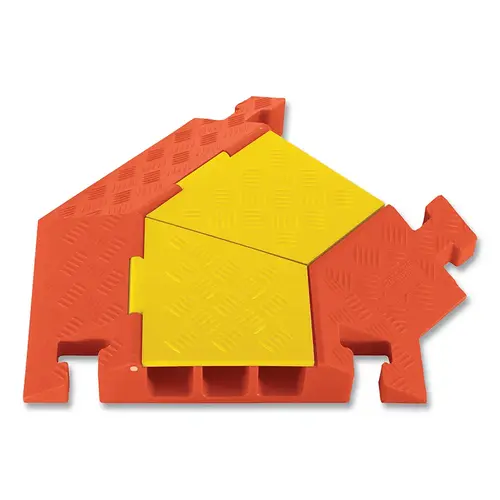 CHECKERS CPT3X225RY/O Linebacker  Cable Protector, 3.05 in H x 20 in W x 25 in L, 3 Channel, Heavy Duty, 45 degree Right Turn Angle, Yellow/Orange