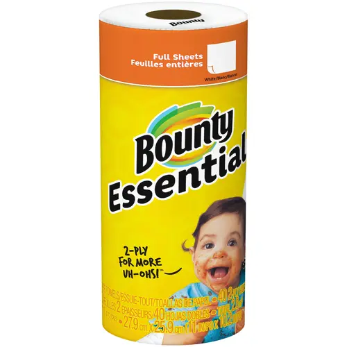 Bounty Essential 2-Ply Full Sheets Paper Towel Rolls, 31.1 Square Foot