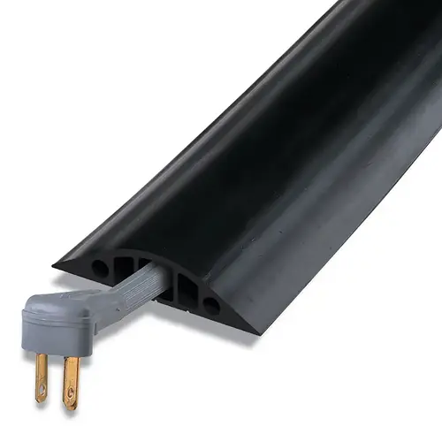CHECKERS RFD55 Rubber Duct Cable Protector, 3 Channel, 5 ft L, Black