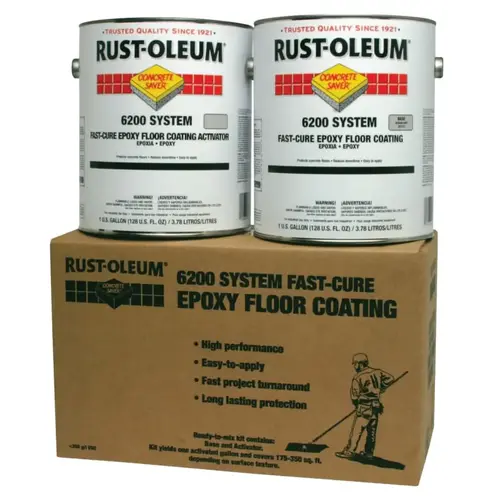 Concrete Saver  6200 System Fast-Cure Epoxy Floor Coating, Ready-to-Mix Kit, Silver Gray - pack of 2