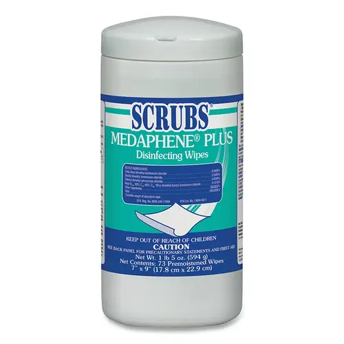 SCRUBS 96365 MEDAPHENE  Plus Disinfecting Wipes, 1 lb 5 oz, White, Citrus - pack of 6