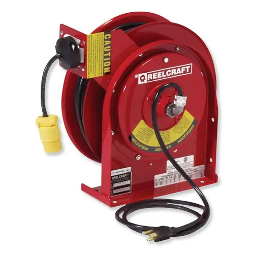 Reelcraft Industries L40501633 L 4000 Series Light and Power Cord Reel, 16/3 AWG, 13 A, 35 ft Cord, Reverse Plug