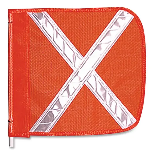 CHECKERS FS9025O Replacement Warning Whip Flag, 12 in x 11 in, Orange with White Reflective X