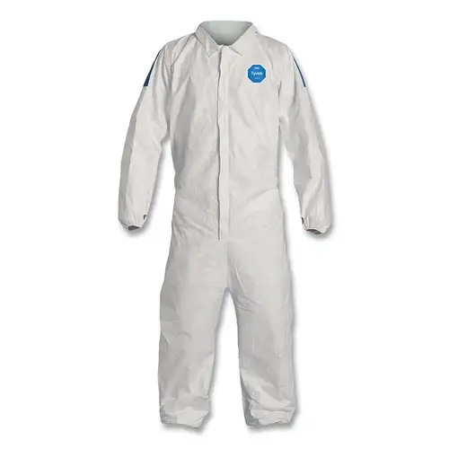 DuPont TD125SWBLG0025CM Tyvek 400D Coveralls with Elastic Wrists and Ankles, Blue/White, Large