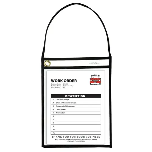 C-Line Products, Inc 41922 Stitched Shop Ticket Holders with Hanging Strap, 9 x 12, Clear