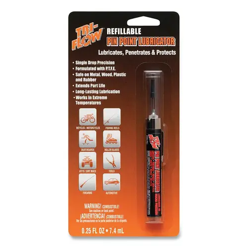 Tri-Flow TFC20027 Refillable Pin Point Lubricator Pen, 0.25 oz, Blister Card Brown