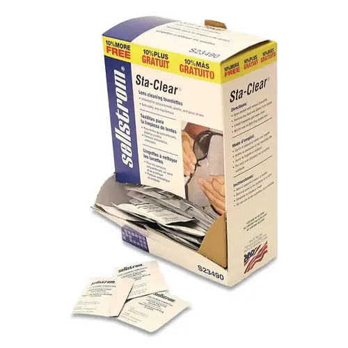 Sta-Clear  Pre-Moistened Lens Cleaning Tissue Packet, 8 in L x 5 in W, 110 Packets Per Box - pack of 10