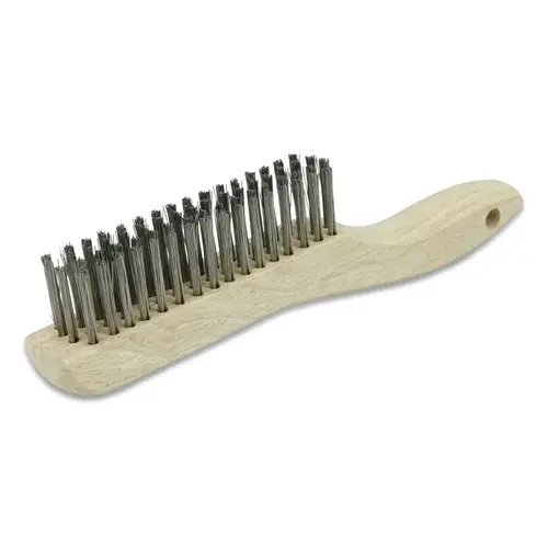 Anchor Industries BW9112 Hand Scratch Brush, 4 x 16 Rows, 0.012 in Stainless Steel Fill, Shoe Handle Natural