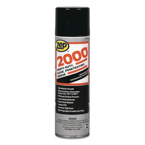 ZEP 416401 Zep  2000  Heavy-Duty Clear Penetrating Grease, 13 oz, Aerosol Can Amber