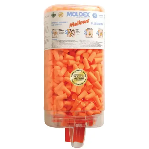 Moldex 6847 PlugStation  Earplug Dispenser, Disposable Plastic Bottle, Foam Earplugs, Bright Orange, Mellows