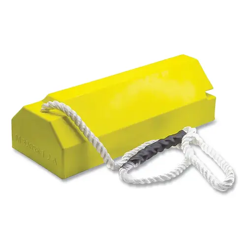 CHECKERS AC6820QLR Aviation Wheel Chock, 6 in H x 8 in W x 20 in L, Single 50 in Looped Locking Rope, Urethane, Hi-Vis Yellow