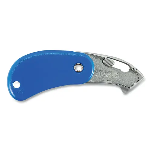 Pacific Handy Cutter E102024 Pocket Safety Knife, PSC2-700, Auto-Retract, Blunt Tip, Carbon Steel, Blue