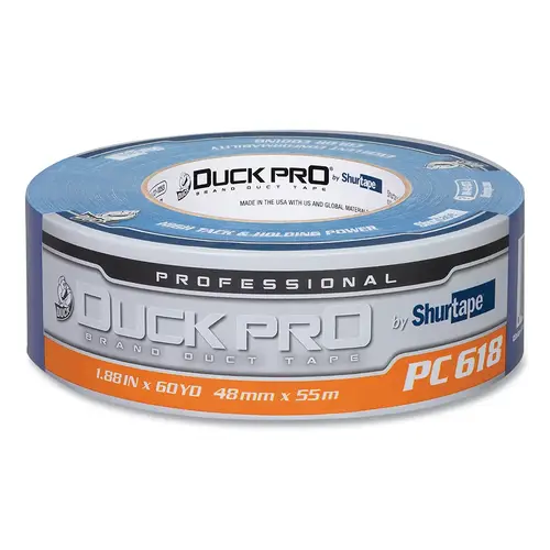 DUCK PRO SHURTAPE 105480 PC 618C Cloth Duct Tape, 1.88 in W, 60.1 yd L, 10 mil thick, Blue - pack of 24