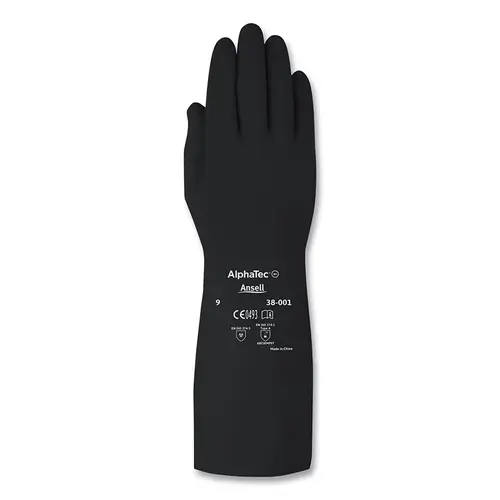 AlphaTec 38001PP070 38-001 Chemical-Resistant Butyl Gloves, Size 7, Black Pair