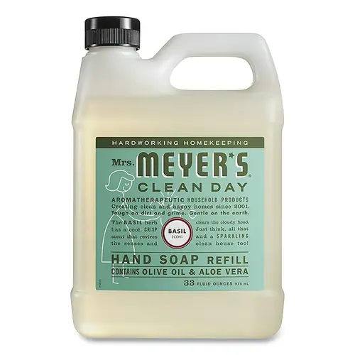 MRS MEYERS CLEAN DAY 651349 Hand Soap Refill, Basil, 33 fl oz - pack of 6