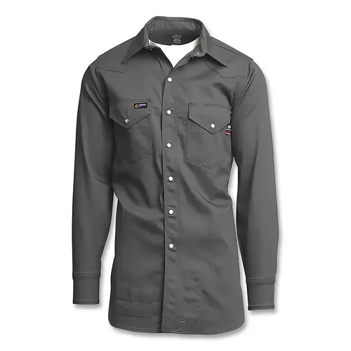 LAPCO IGR7WSSMREG FR Western Shirt, Flame-Resistant Cotton, Regular, Gray, Small