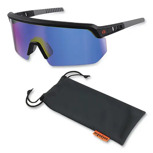 SKULLERZ 55007 Skullerz  AEGIR Safety Glasses/Sunglasses, Blue Mirror Polycarbonate Lens, Fog-Off+  Coating, Matte Black Frame - pack of 12