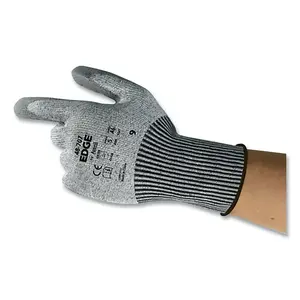 EDGE 48707100 48-707 Cut-Resistant Gloves, Size 10, Grey, HPPE Blend Liner, 13 ga, PU Palm Coating, Knitwrist - 2 per pack x12 packs
