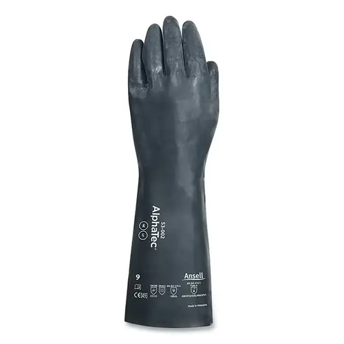 AlphaTec 53002070 Chemical Gloves, Donning and Doffing Layer, Size 7, Black, Unsupported Gauntlet