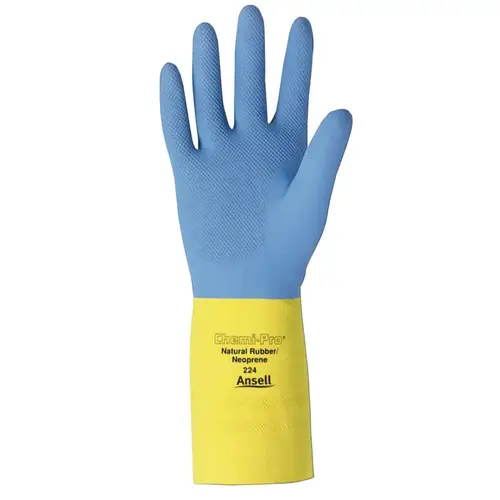 AlphaTec 87-224-8 AlphaTec  87-224 Neoprene Gloves, Cotton Flock Lined, Size 8, Yellow/Blue