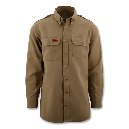 LAPCO DHS6KHSMREG Lightweight FR Uniform Shirt, Westex DH, Regular, Khaki, Small