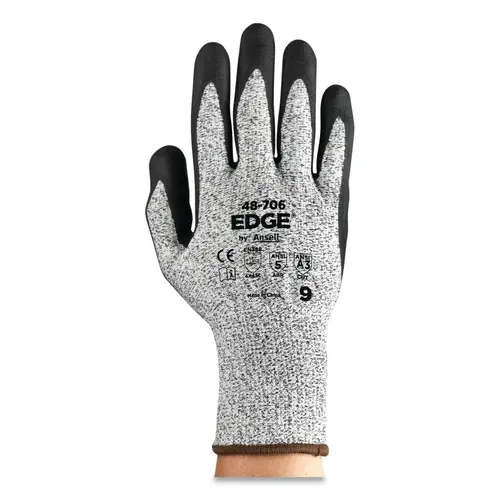 EDGE 48706080 48-706 Cut Resistant Gloves, Size 8, Gray/Black - pack of 12
