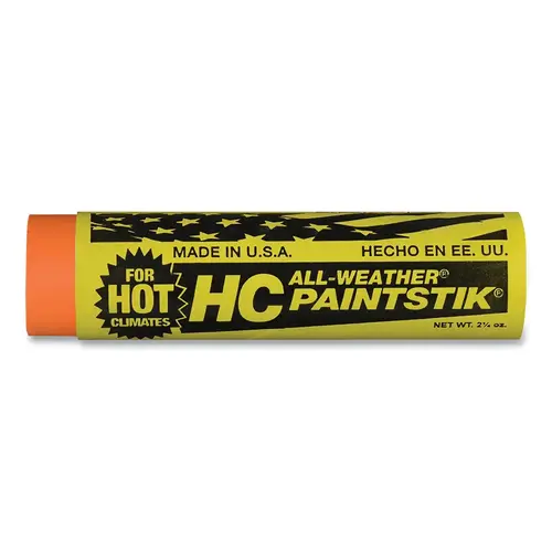 ALL-WEATHER 61224 HC Paintstik Livestock Marker, 1 in dia, 4 in L, Orange - pack of 12