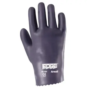EDGE 40-105-09 40-105 Nitrile Gloves, Slip-On Cuff, Cotton Lined, Size 09, Gray - 2 per pack x12 packs